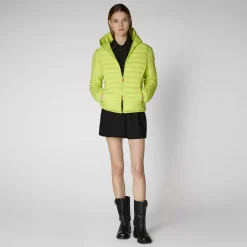 Save The Duck Animal-Free Steppjacken>Animal-free Damen-steppjacke Daisy Mit Kapuze In Lichen Green Limettengrün