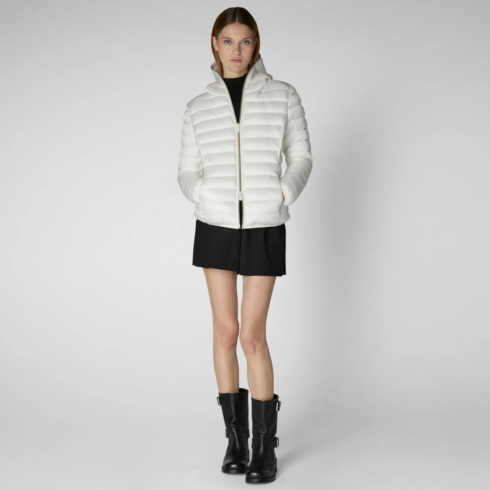 Save The Duck Animal-Free Steppjacken>Animal-free Damen-steppjacke Alexis Mit Kapuze In Cremeweiß Cremefarben