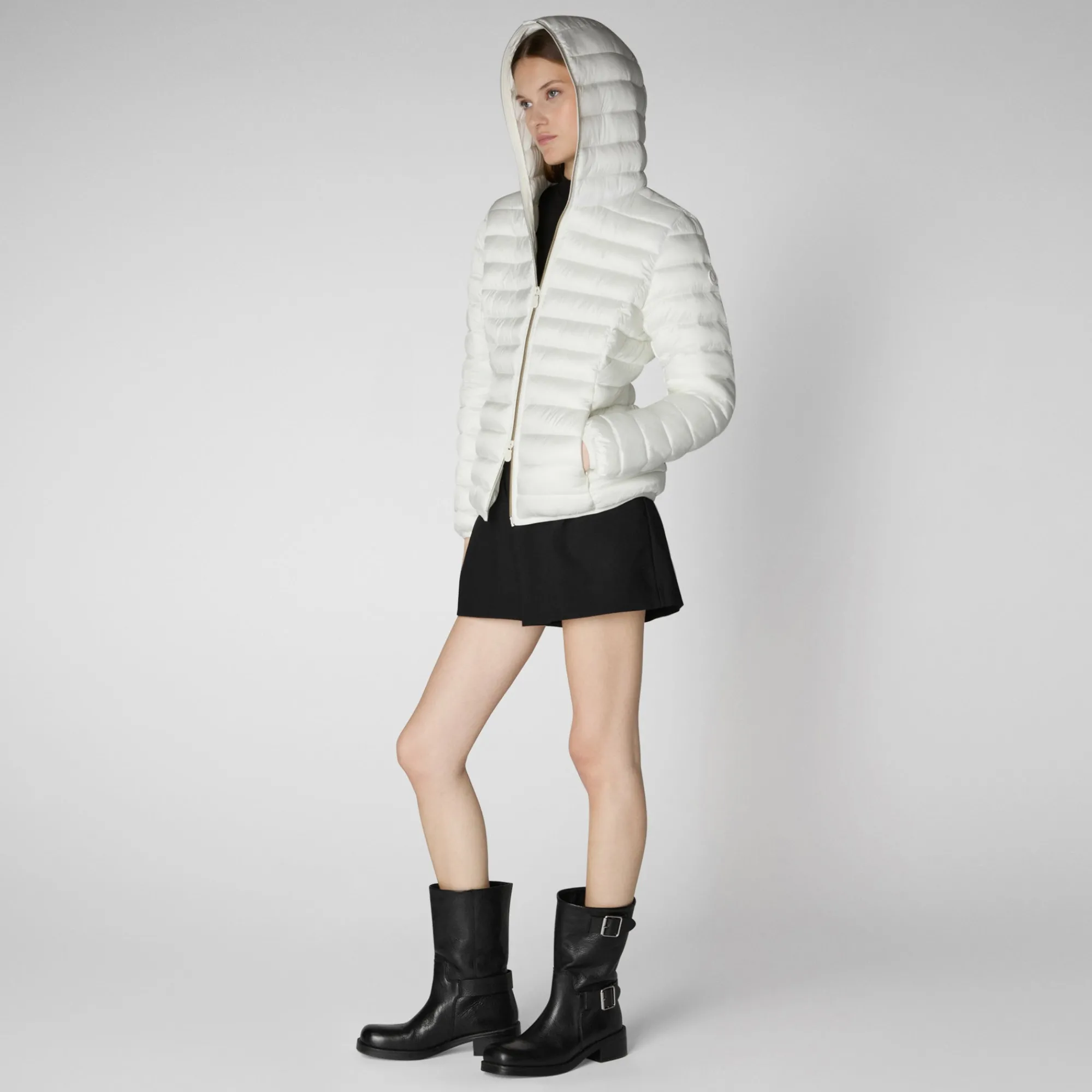 Save The Duck Animal-Free Steppjacken>Animal-free Damen-steppjacke Alexis Mit Kapuze In Cremeweiß Cremefarben