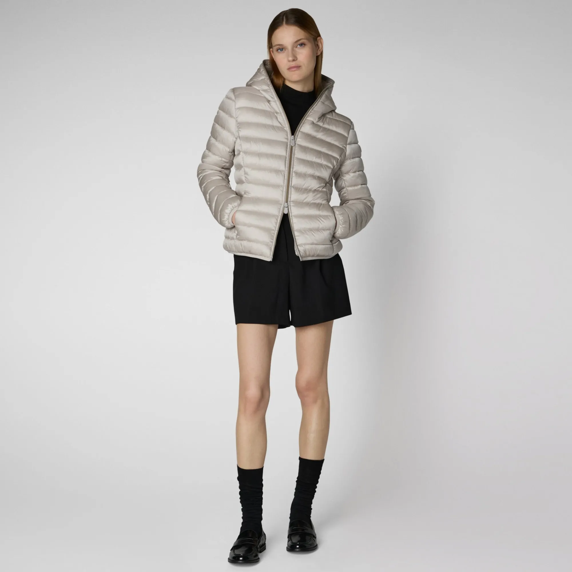 Save The Duck Animal-Free Steppjacken>Animal-free Damen-steppjacke Alexis Mit Kapuze In Hellbeige