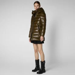 Save The Duck Animal-Free Steppjacken>Animal-free Damen-steppjacke Marjorie Mit Kapuze In Bark Green Vert militaire