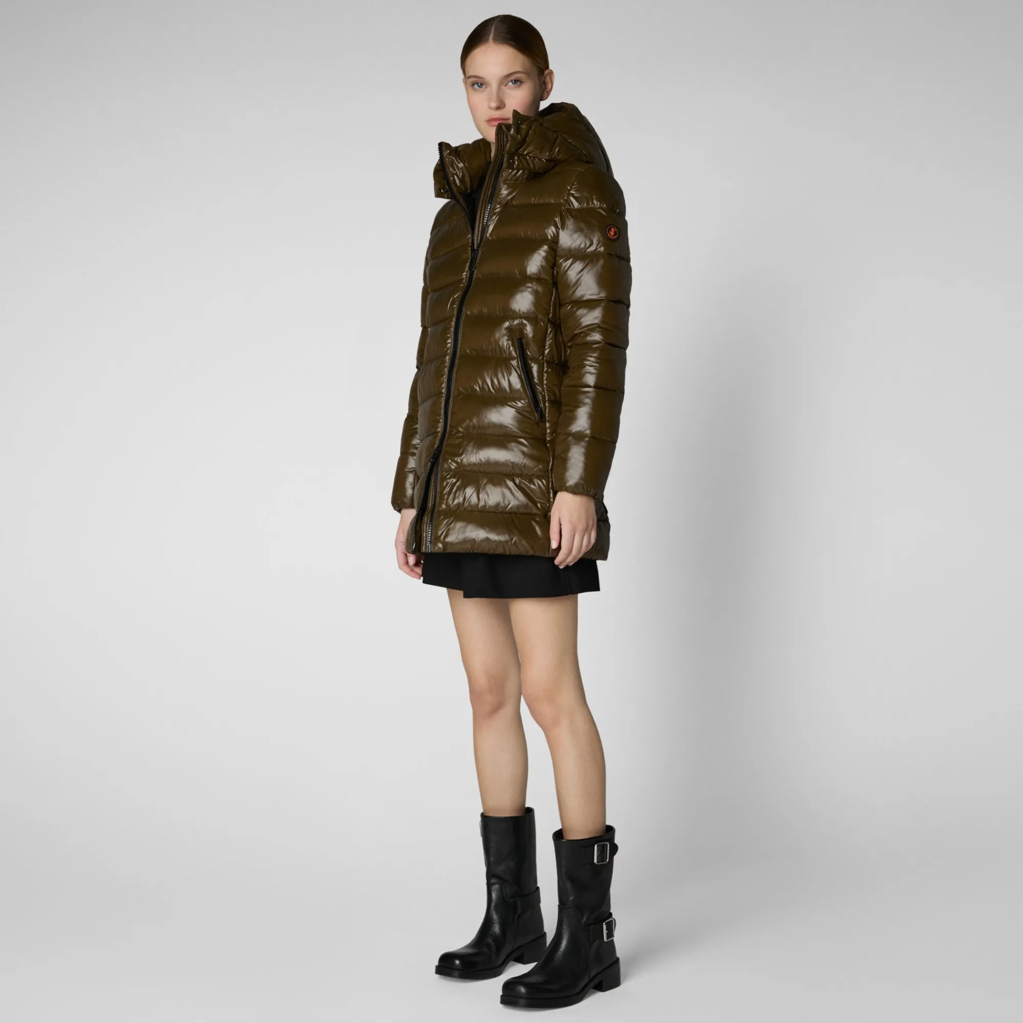 Save The Duck Animal-Free Steppjacken>Animal-free Damen-steppjacke Marjorie Mit Kapuze In Bark Green Vert militaire