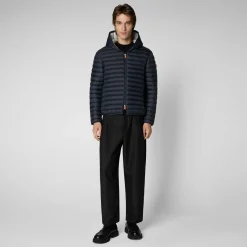 Save The Duck Animal-Free Steppjacken>Animal-free Herren-steppjacke Donald Mit Kapuze In Grey Schwarz Grauschwarz