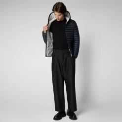 Save The Duck Animal-Free Steppjacken>Animal-free Herren-steppjacke Donald Mit Kapuze In Grey Schwarz Grauschwarz