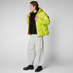 Save The Duck Animal-Free Steppjacken>Animal-free Herren-steppjacke Edgard Mit Kapuze In Lichen Green Limettengrün