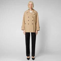 Save The Duck Regenmäntel>Damen Regenmantel Sofi In Sturdust Beige Dunkelbeige