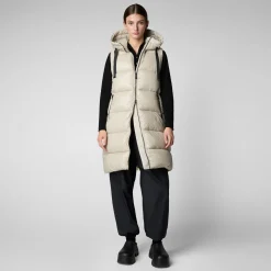 Save The Duck Westen>Damen-steppweste Iria Mit Kapuze In Hellbeige