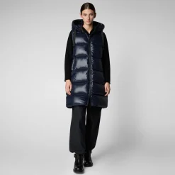 Save The Duck Westen>Damen-steppweste Iria Mit Kapuze In Blauschwarz
