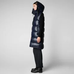 Save The Duck Westen>Damen-steppweste Iria Mit Kapuze In Blauschwarz