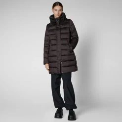 Save The Duck Animal-Free Steppjacken>Woman's Coat Dalea In Brown Black Braunschwarz